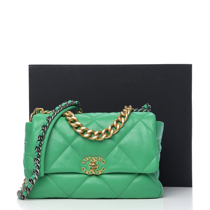 Chanel Goatskin Quilted Large 19 Flap Green 10 of 10