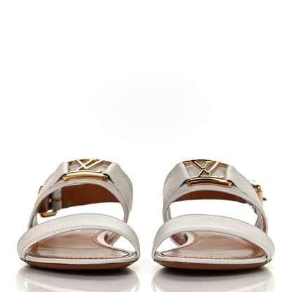 Louis Vuitton Grained Calfskin Horizon Flat Sandals 37 White 2 of 11