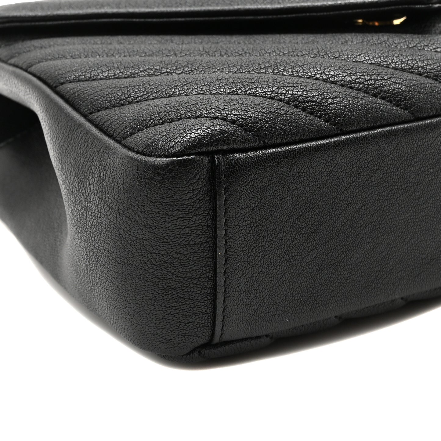 Sheepskin Matelasse Chevron Monogram Medium College Bag Black