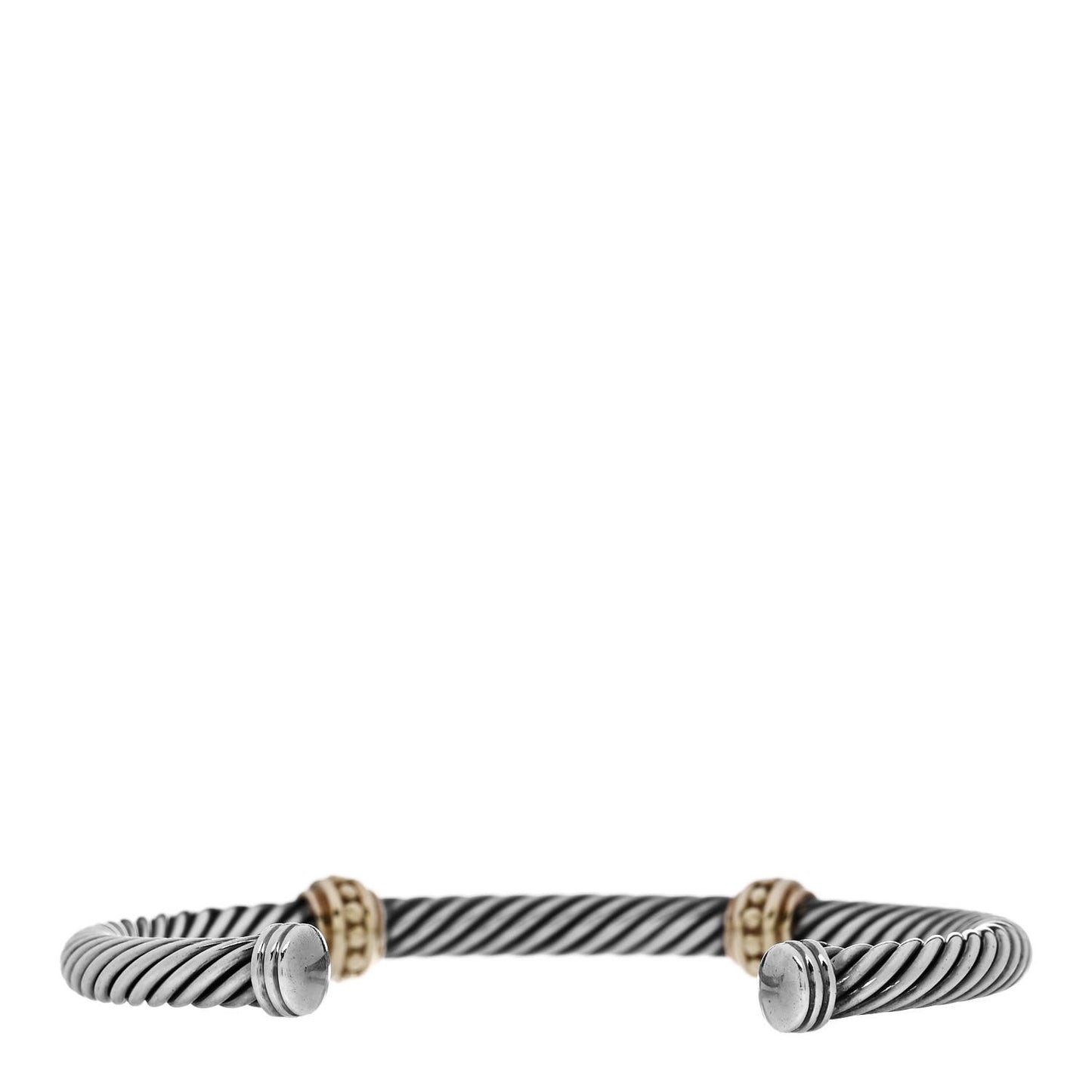 Sterling Silver 14K Yellow Gold 5mm Cable Classics Two Station Bracelet