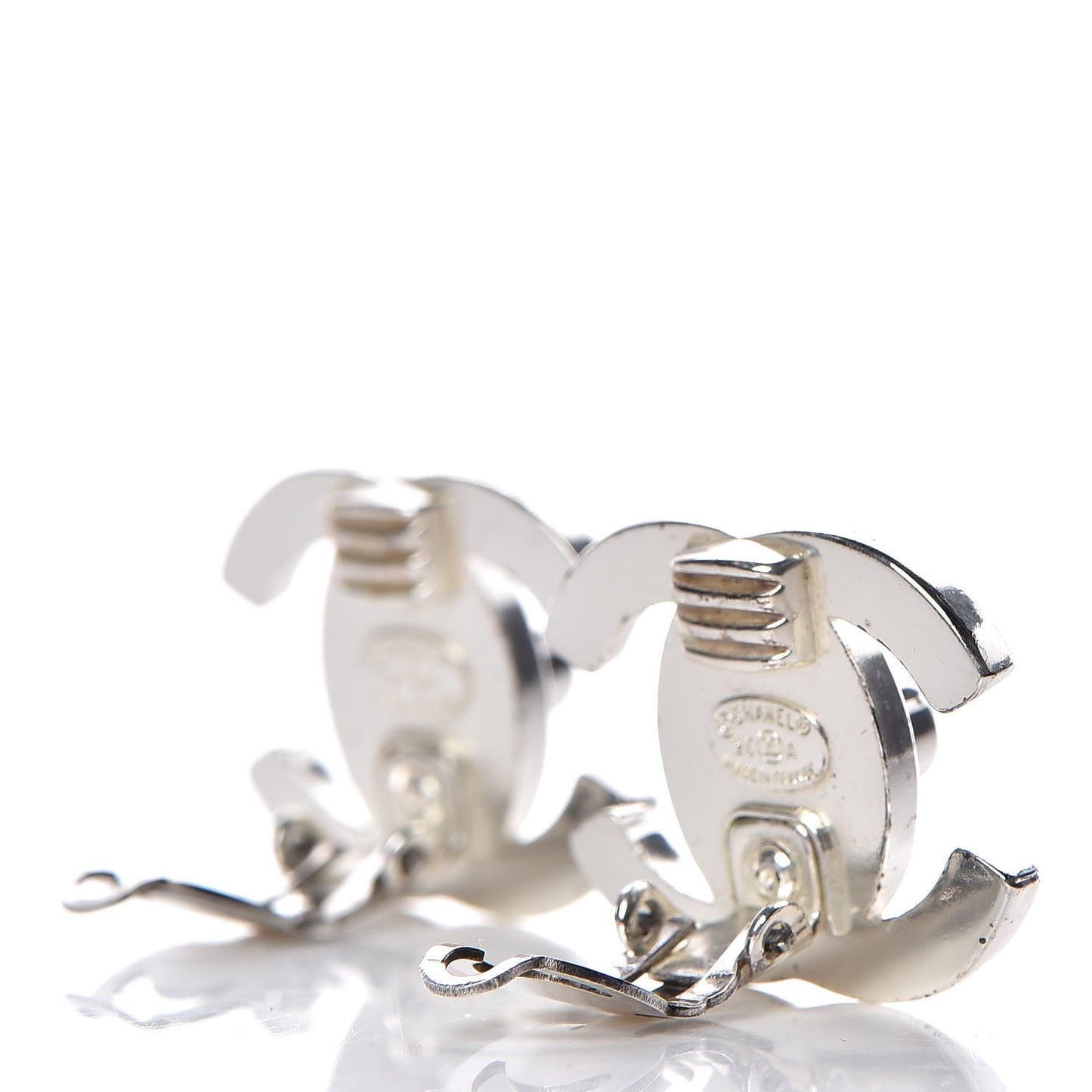 CC Turnlock Clip On Earrings Silver