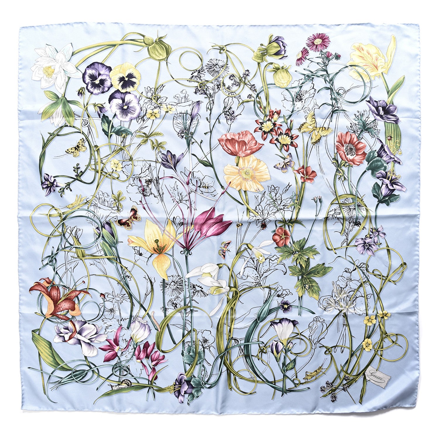 Gucci Silk Flora Infinity Chrissy Square Scarf Blue 1 of 6