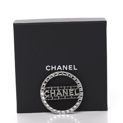 Chanel Lambskin Baguette Crystal Logo Brooch Black Silver 4 of 4