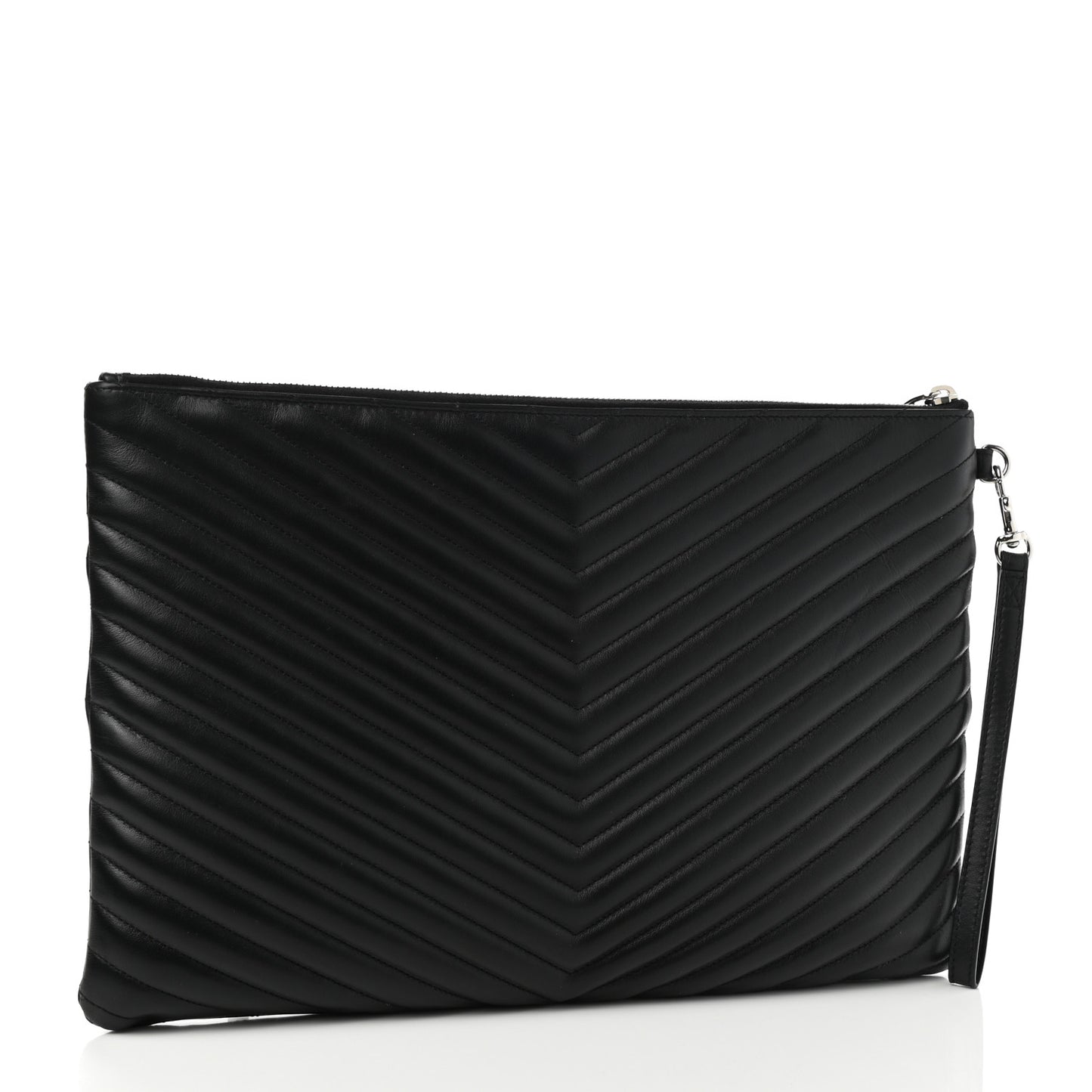 Calfskin Matelasse Chevron Monogram Document Holder Black