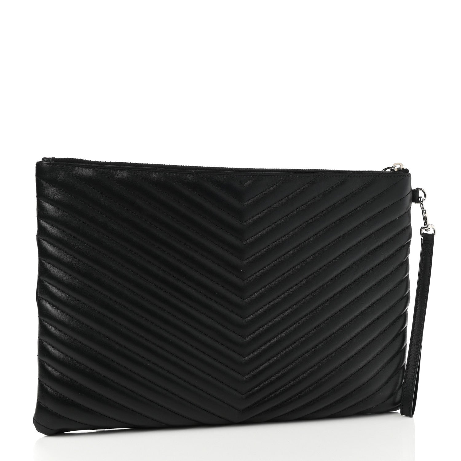 Saint Laurent Calfskin Matelasse Chevron Monogram Document Holder Black 4 of 8
