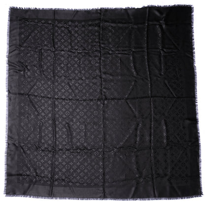 Louis Vuitton Silk Wool Monogram Shawl Black 2 of 4