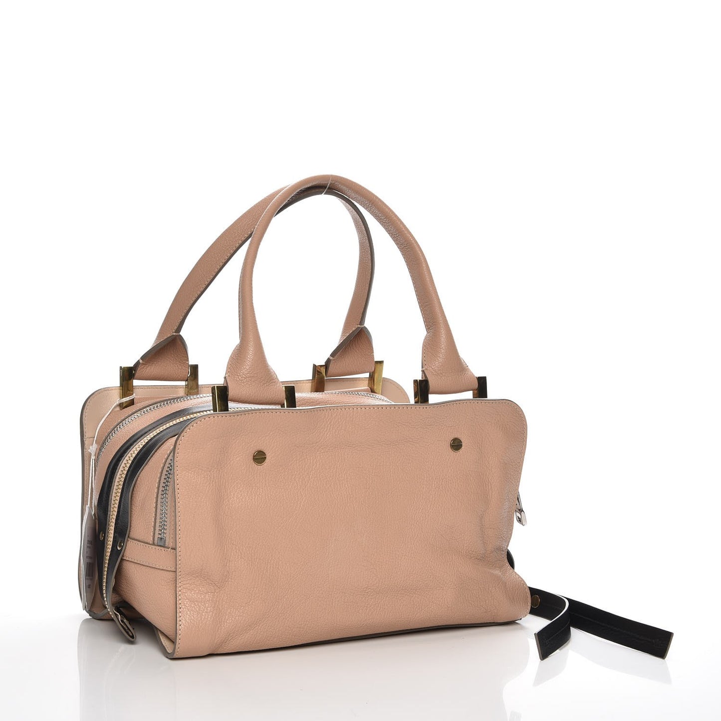 Goatskin Medium Dalston Satchel Biscotti Beige Black