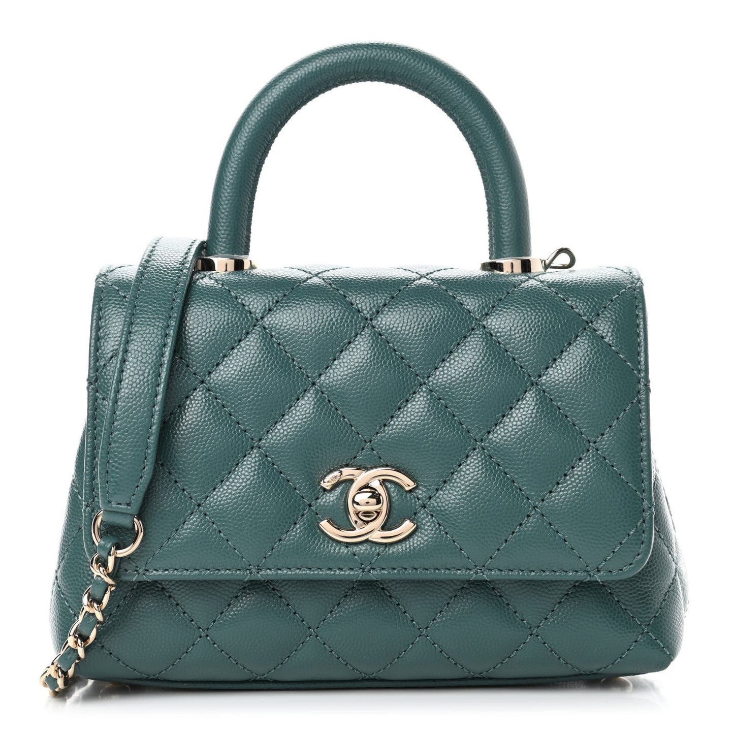 Caviar Quilted Extra Mini Coco Handle Flap Green