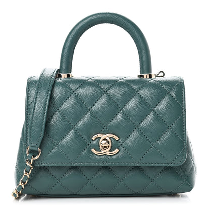 Chanel Caviar Quilted Extra Mini Coco Handle Flap Green 1 of 4