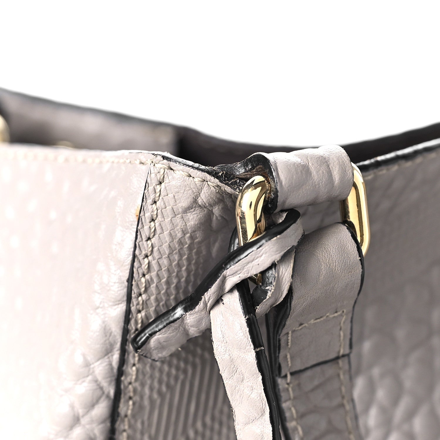 Burberry Signature Grain Calfskin Check Embossed Small Canterbury Tote Stone White 12 of 16