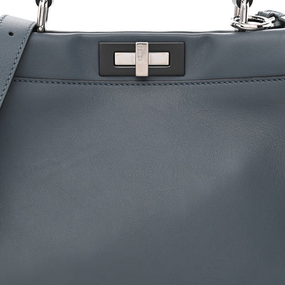 Fendi Vitello Seta Shiny Nappa Medium Peekaboo Iconic Satchel Tempesta Grigio Perla 9 of 11