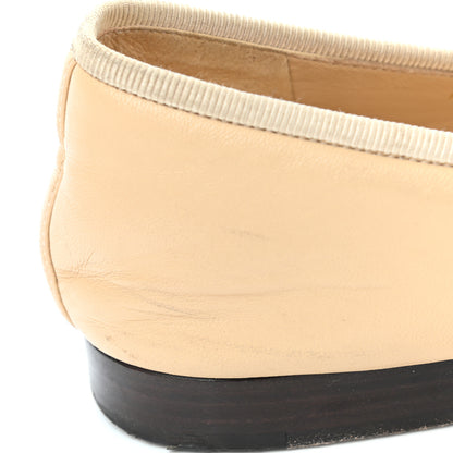 Chanel Lambskin Cap Toe Ballerina Flats 38 Beige Black 13 of 18