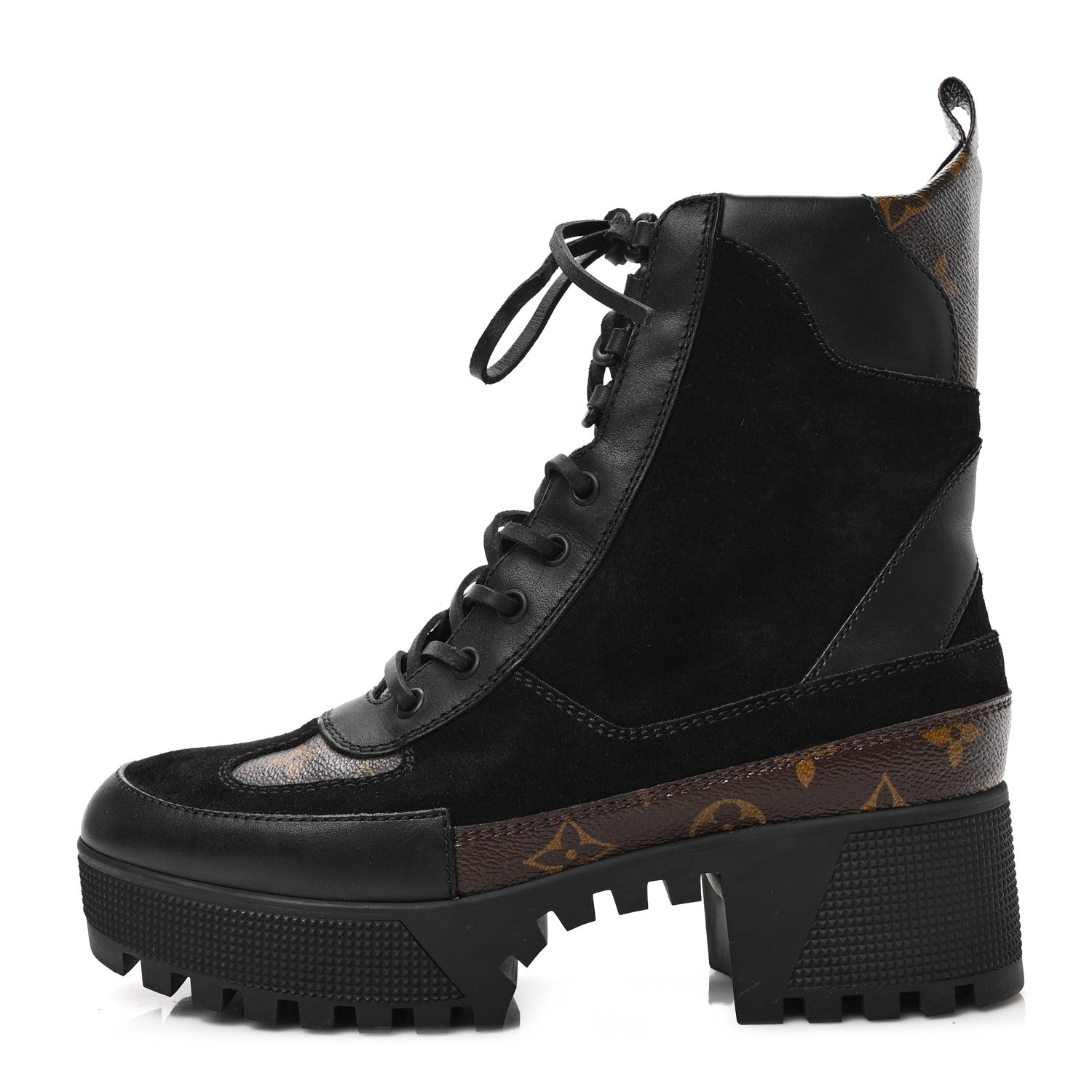 Louis Vuitton Suede Calfskin Monogram Laureate Platform Desert Boots 39 Black 1 of 6