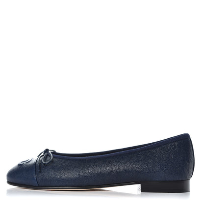 Chanel Caviar Cap Toe Ballerina Flats 36.5 Navy 1 of 9