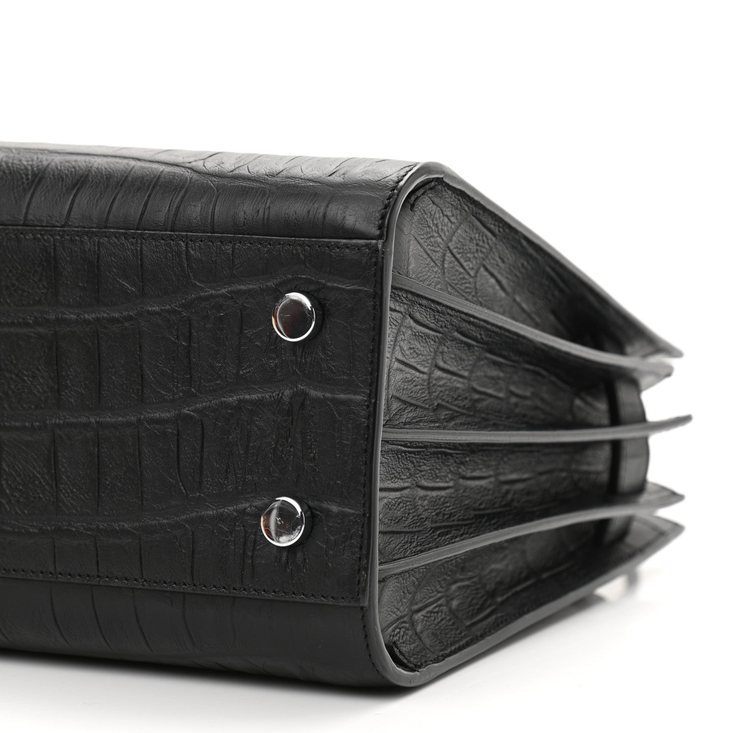 Saint Laurent Calfskin Crocodile Embossed Baby Sac De Jour Black 10 of 10