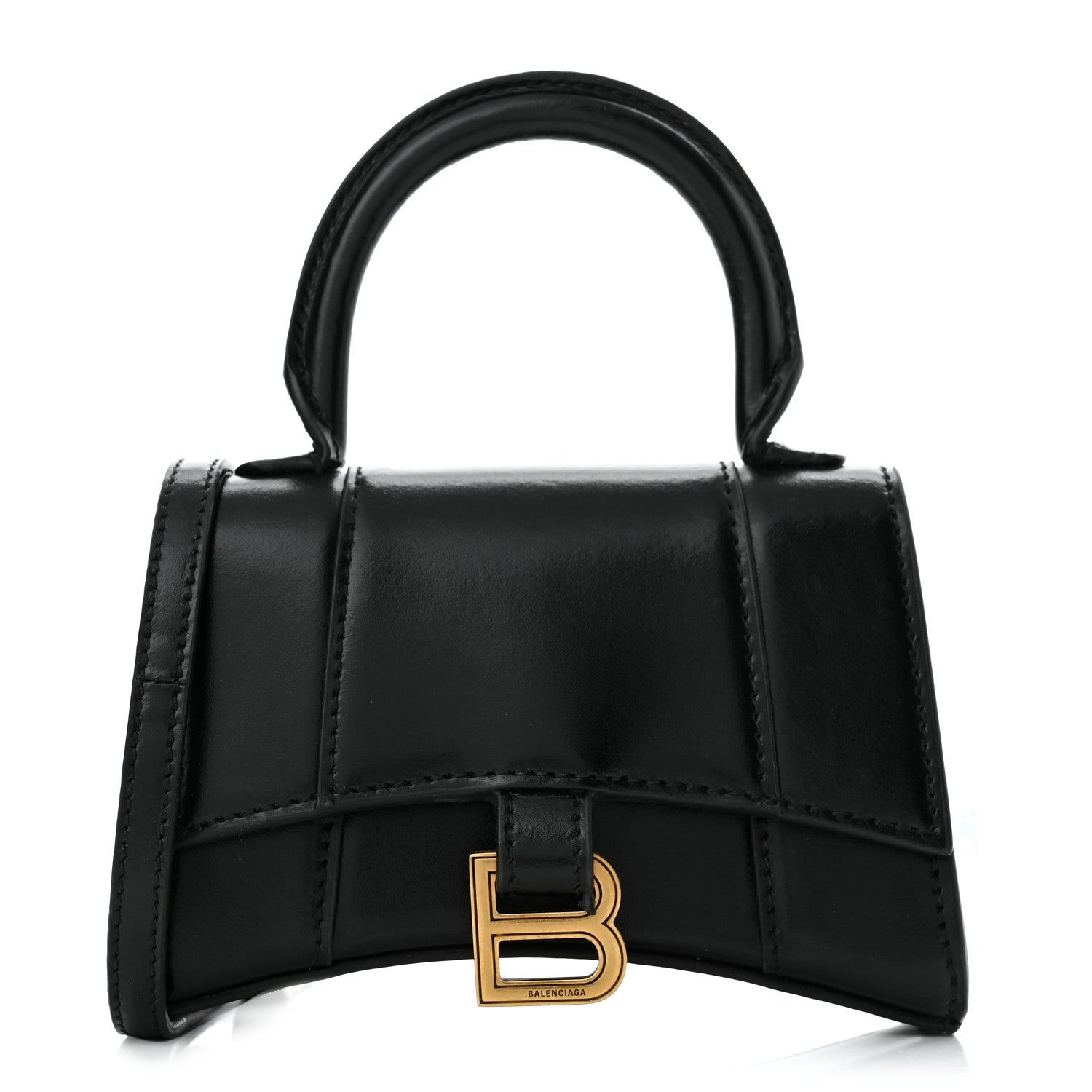 Balenciaga Shiny Box Calfskin Hourglass Top Handle Bag Mini Black 1 of 12