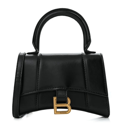 Balenciaga Shiny Box Calfskin Hourglass Top Handle Bag Mini Black 1 of 12