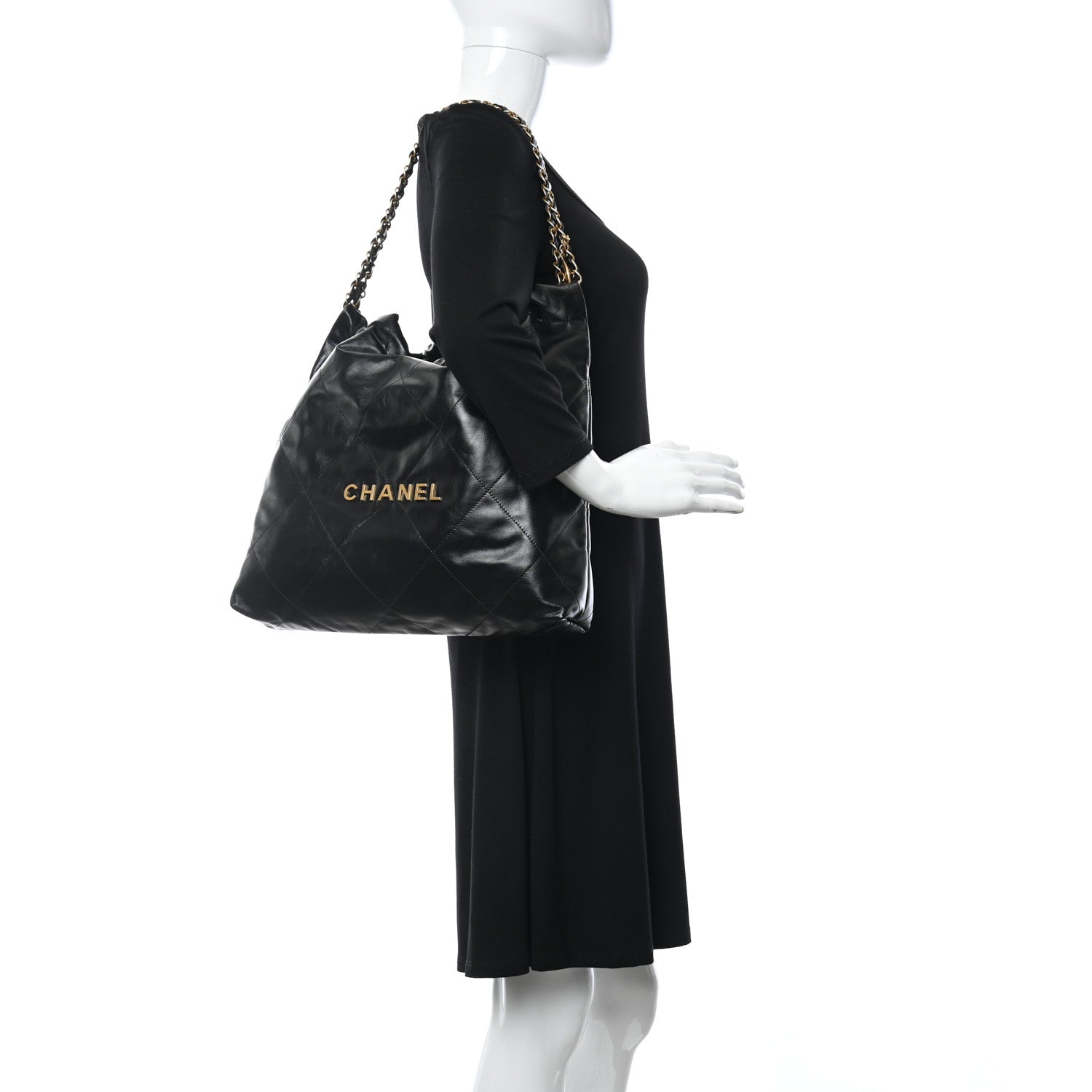 Chanel Shiny Calfskin Quilted Small Chanel 22 Black 2 of 13