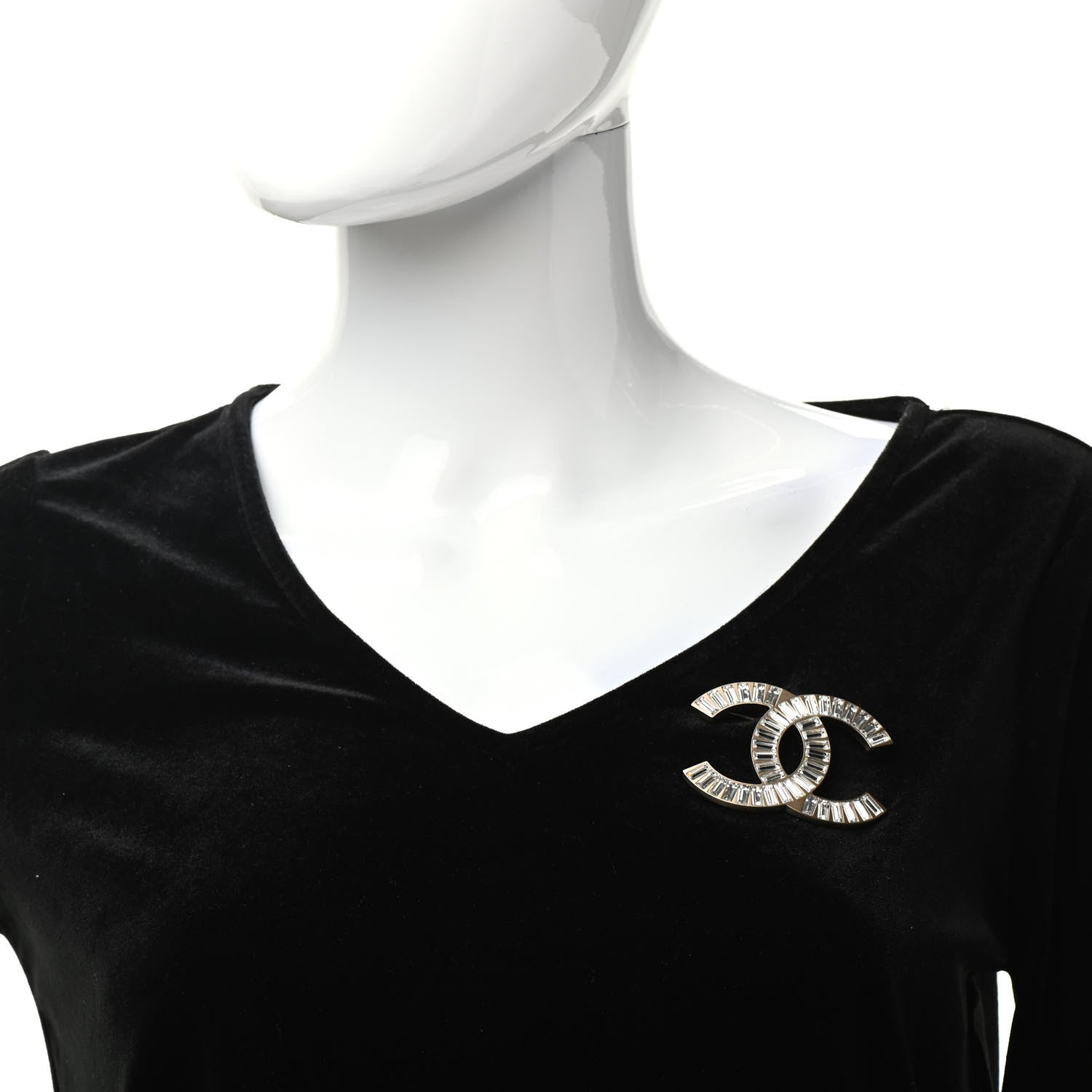 Chanel Baguette Crystal CC Brooch Gold 2 of 5