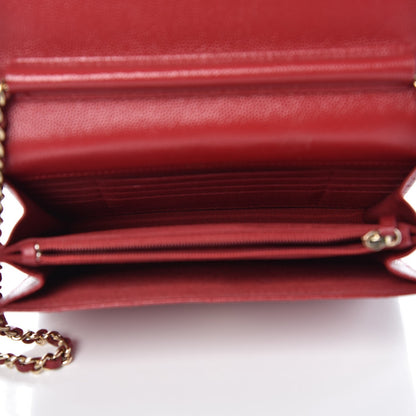 Chanel Caviar Quilted Square Wallet On Chain WOC Dark Red 5 of 10