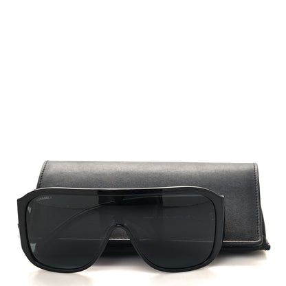 Chanel Acetate Crystal CC Shield Sunglasses 5466-B Black 7 of 7