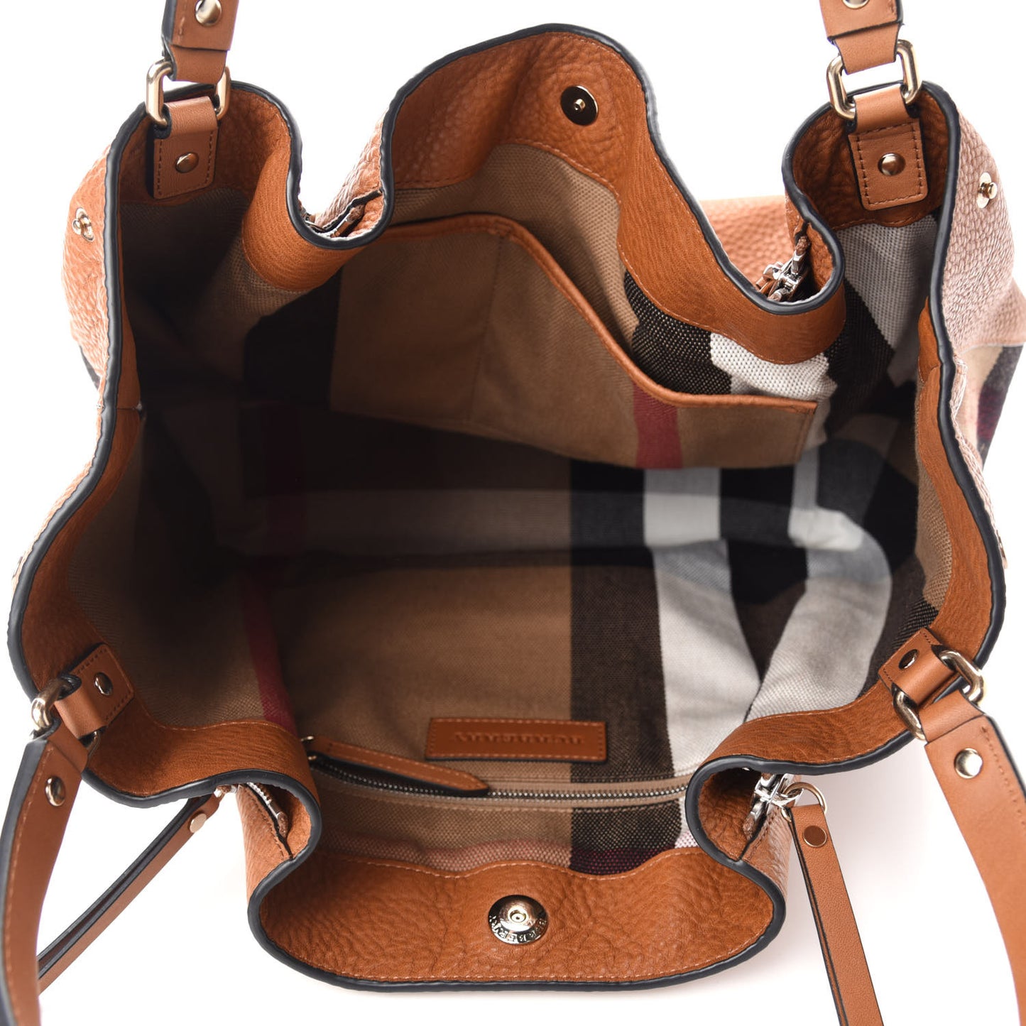 Grainy Calfskin House Check Medium Maidstone Saddle Brown