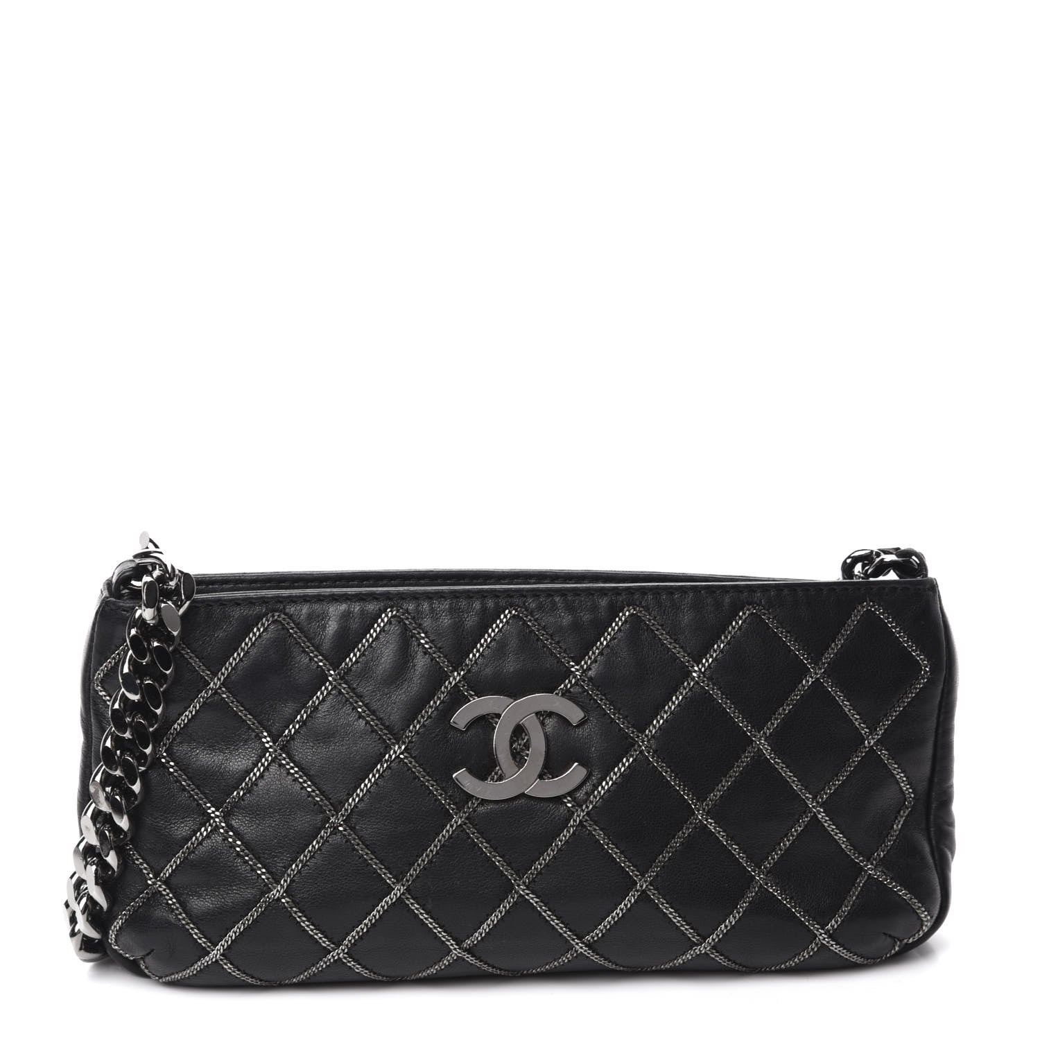 Chanel Calfskin Chain Stitch Clutch Black 1 of 10