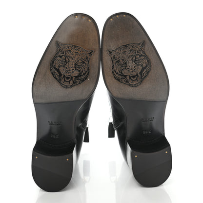Gucci Goatskin Kitten Chain Horsebit Ankle Boots 39.5 Black 5 of 11