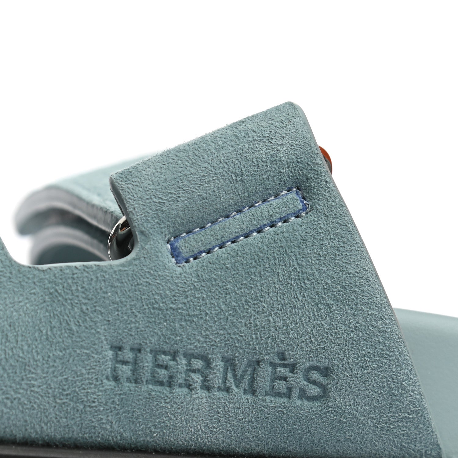 Hermes Suede Goatskin Womens Chypre Sandals 38.5 Vert d'eau 9 of 11