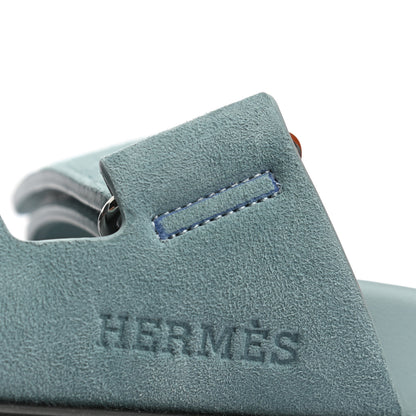 Hermes Suede Goatskin Womens Chypre Sandals 38.5 Vert d'eau 9 of 11