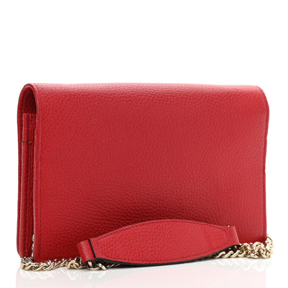 Gucci Pebbled Calfskin Soho Wallet on Chain Hibiscus Red 3 of 9