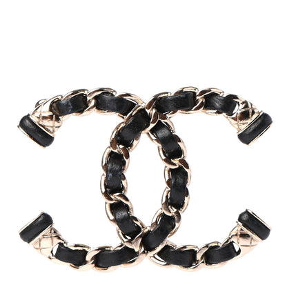 Chanel Lambskin Chain CC Brooch Black Gold 1 of 4