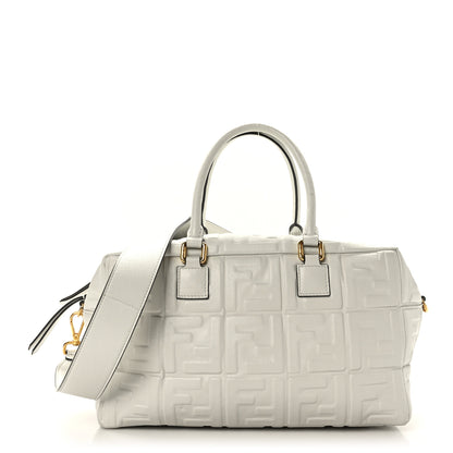 Fendi Nappa FF 1974 Embossed Small Boston White 1 of 11