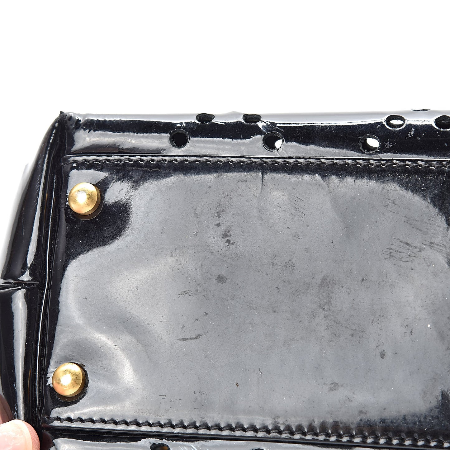 Patent Perforated CC Shopping Tote Black