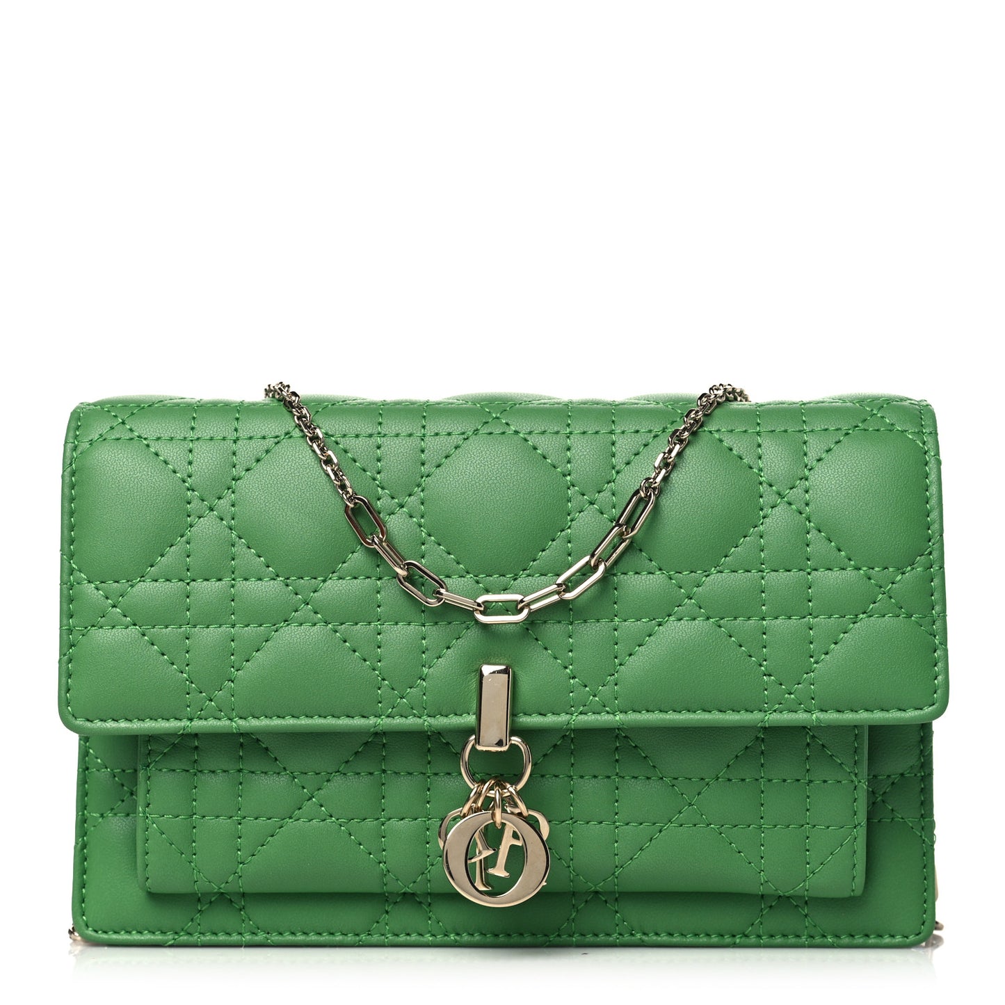 Lambskin Cannage My Dior Daily Chain Pouch Jade Green