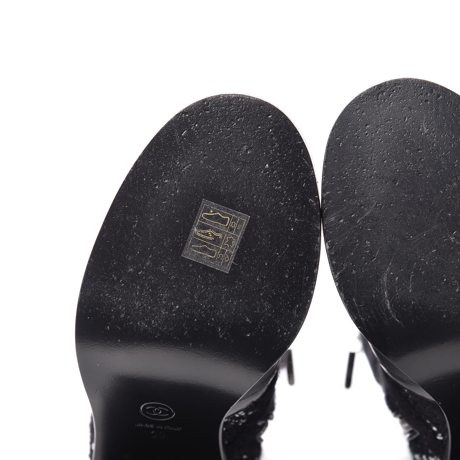 Chanel Tweed Calfskin Patent Cap Toe CC High Boots 39 Black Navy White 12 of 13