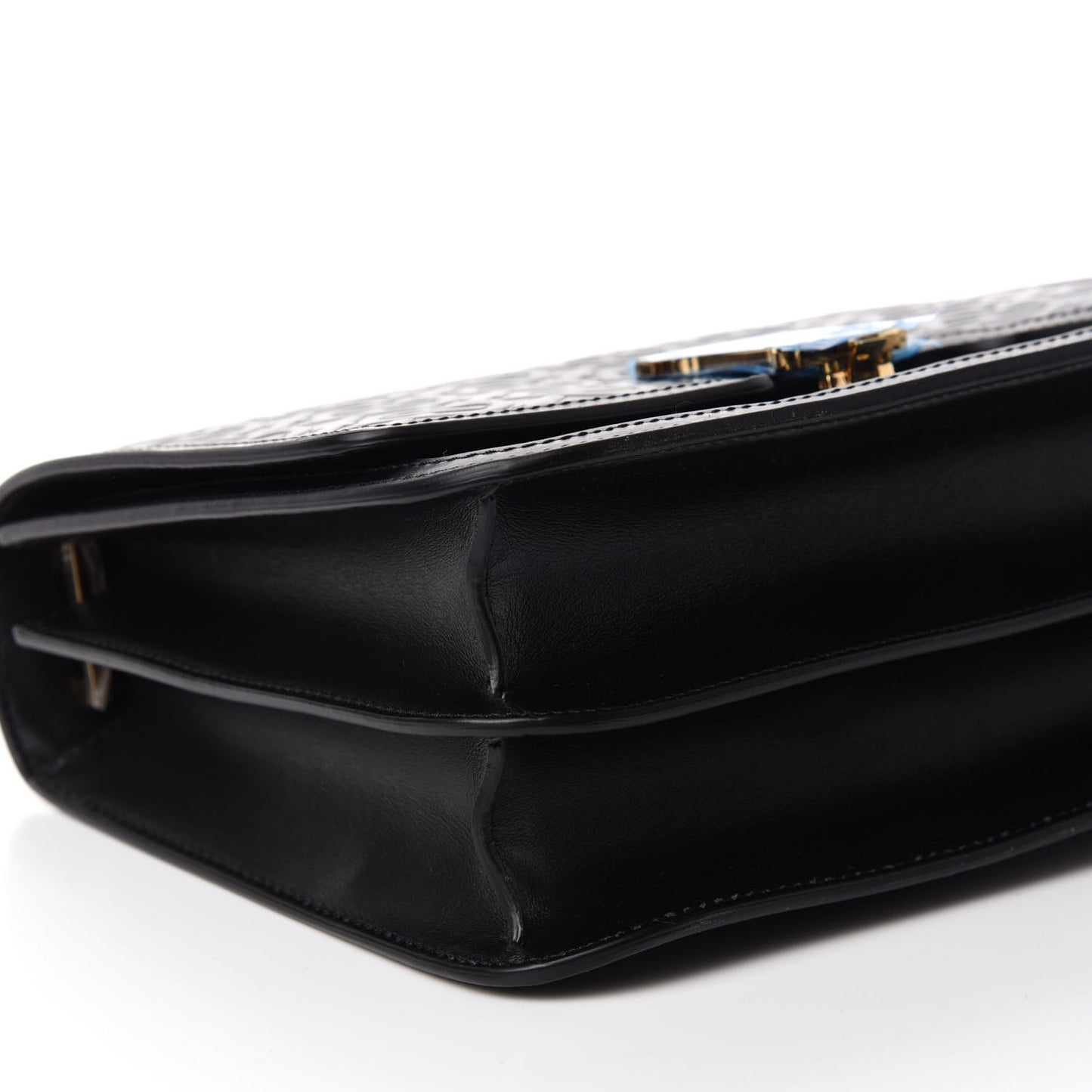 Calfskin Monogram Embossed Medium TB Bag Black