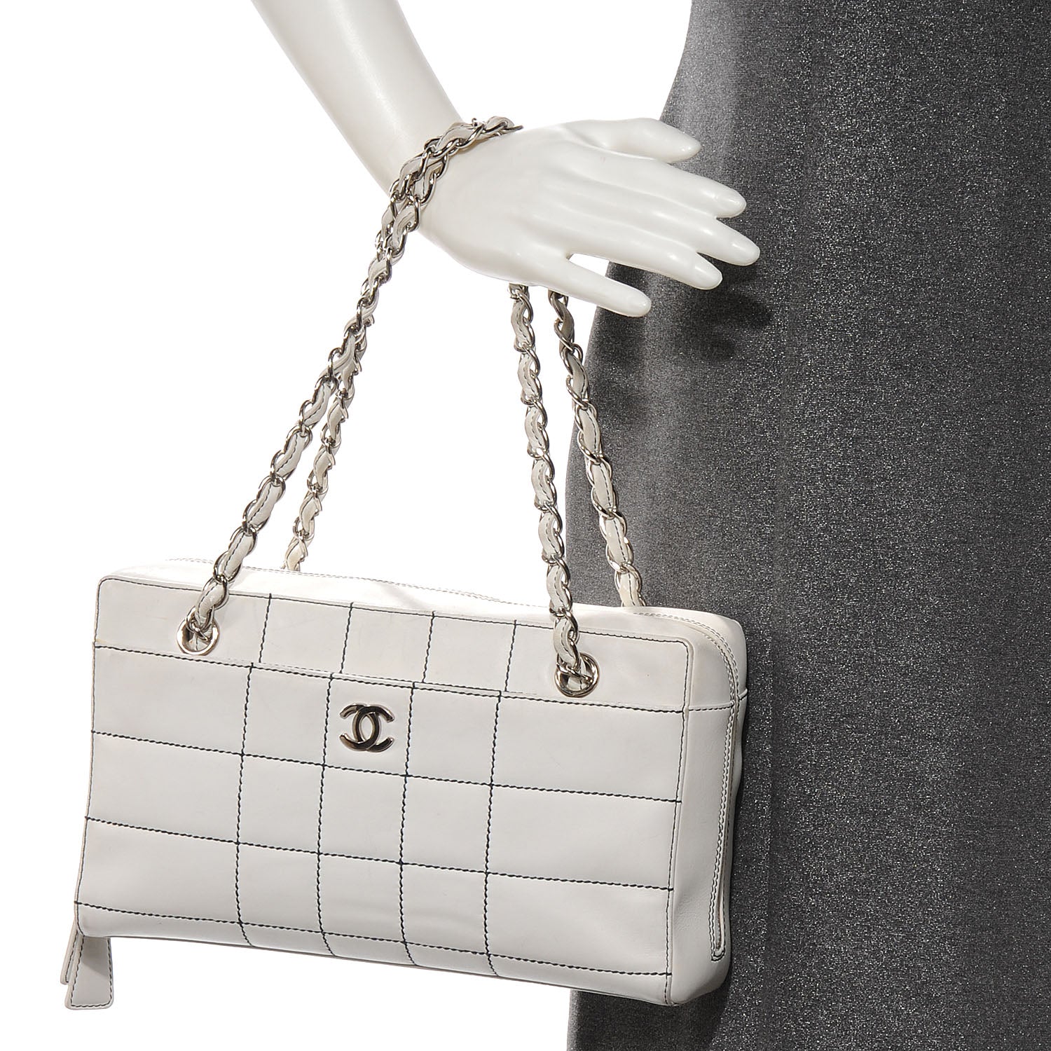Chanel Leather Contrast Square Stitch Camera Case Dark White 2 of 11