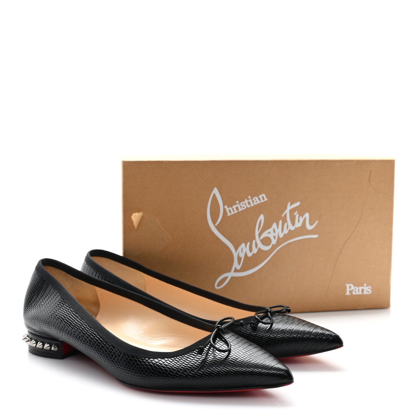 Calfskin Zarli Nappa Grosgrain Spiked Hall Flats 41 Black