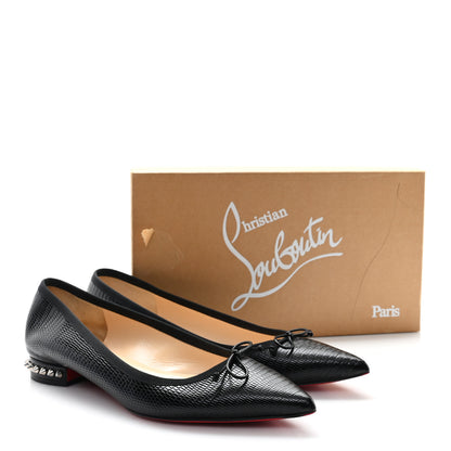 Christian Louboutin Calfskin Zarli Nappa Grosgrain Spiked Hall Flats 41 Black 9 of 9