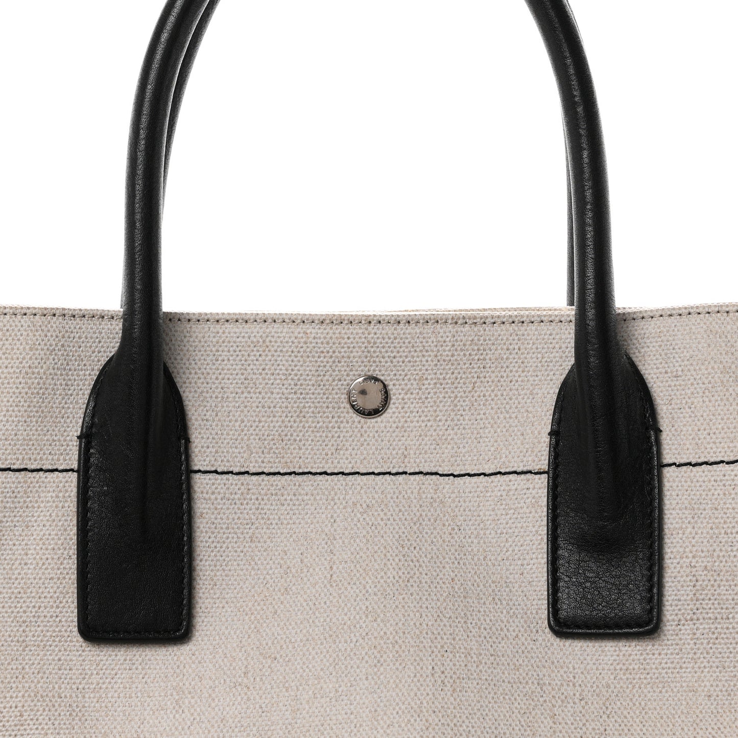 Linen Calfskin Rive Gauche North South Tote White Black