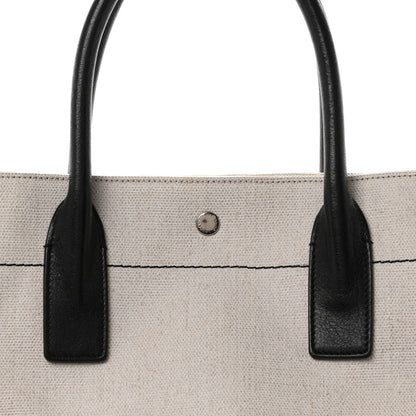 Saint Laurent Linen Calfskin Rive Gauche North South Tote White Black 8 of 10