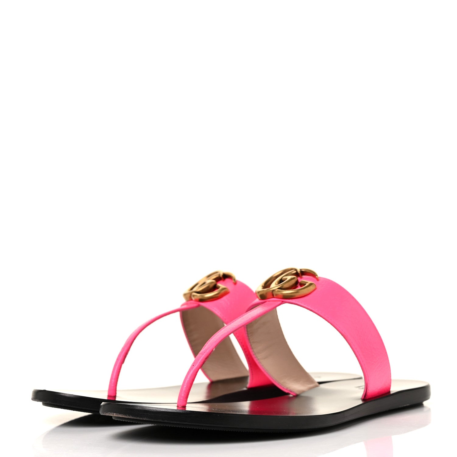Gucci Calfskin GG Marmont Thong Sandals 36.5 Fuxia Fluo 3 of 8