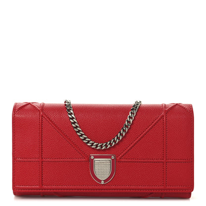 Christian Dior Grained Calfskin Diorama Croisiere Chain Wallet Red 1 of 10