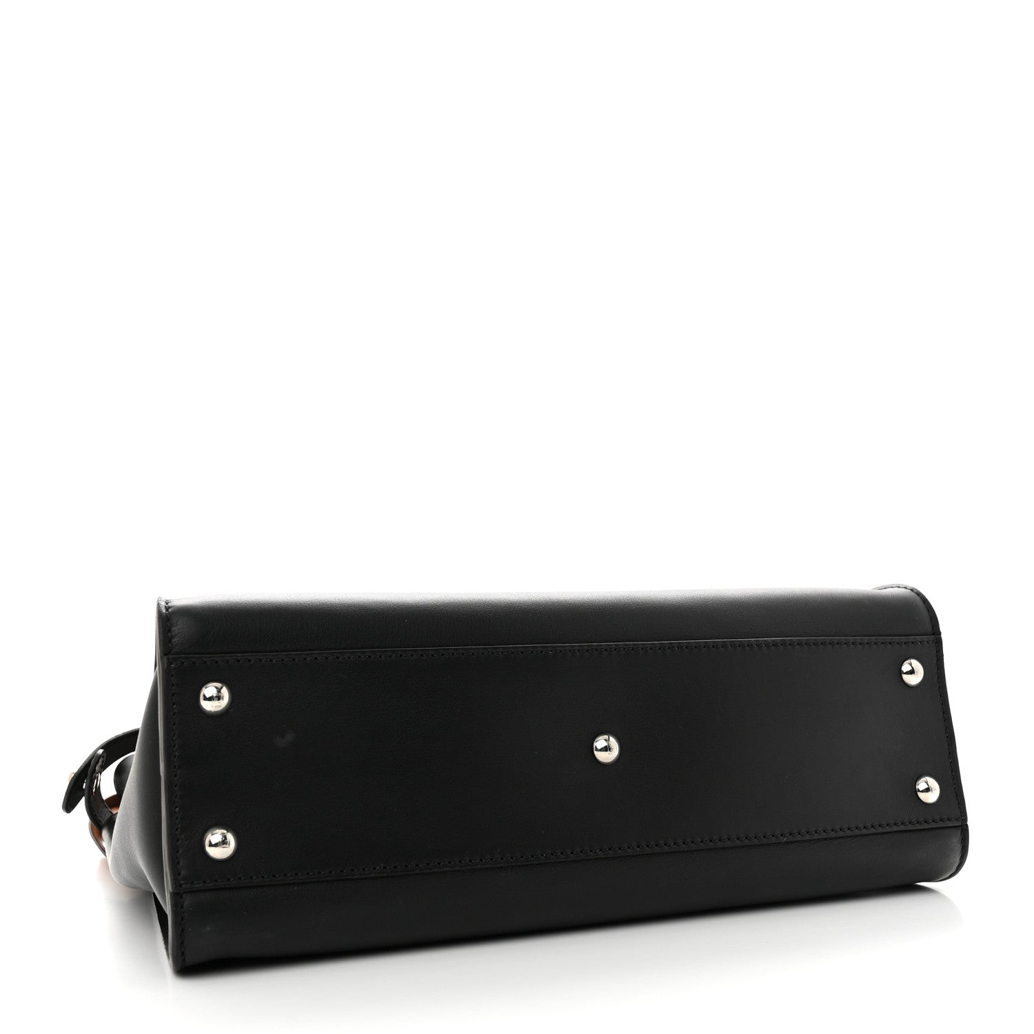 Fendi Vitello Seta Nappa Ribbon Medium Peekaboo Iconic Satchel Black Corteccia 4 of 13