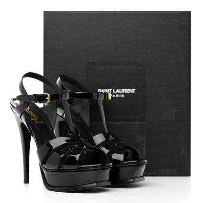 Saint Laurent Patent Tribute 105 Platform Sandals 36 Black 8 of 8