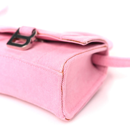 Balenciaga Washed Denim Hourglass Top Handle Bag Mini Denim Pink 8 of 10