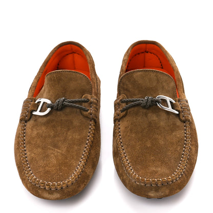 Hermes Suede Goatskin Mens Alessandro Moccasin Loafers 39 Havane 2 of 10
