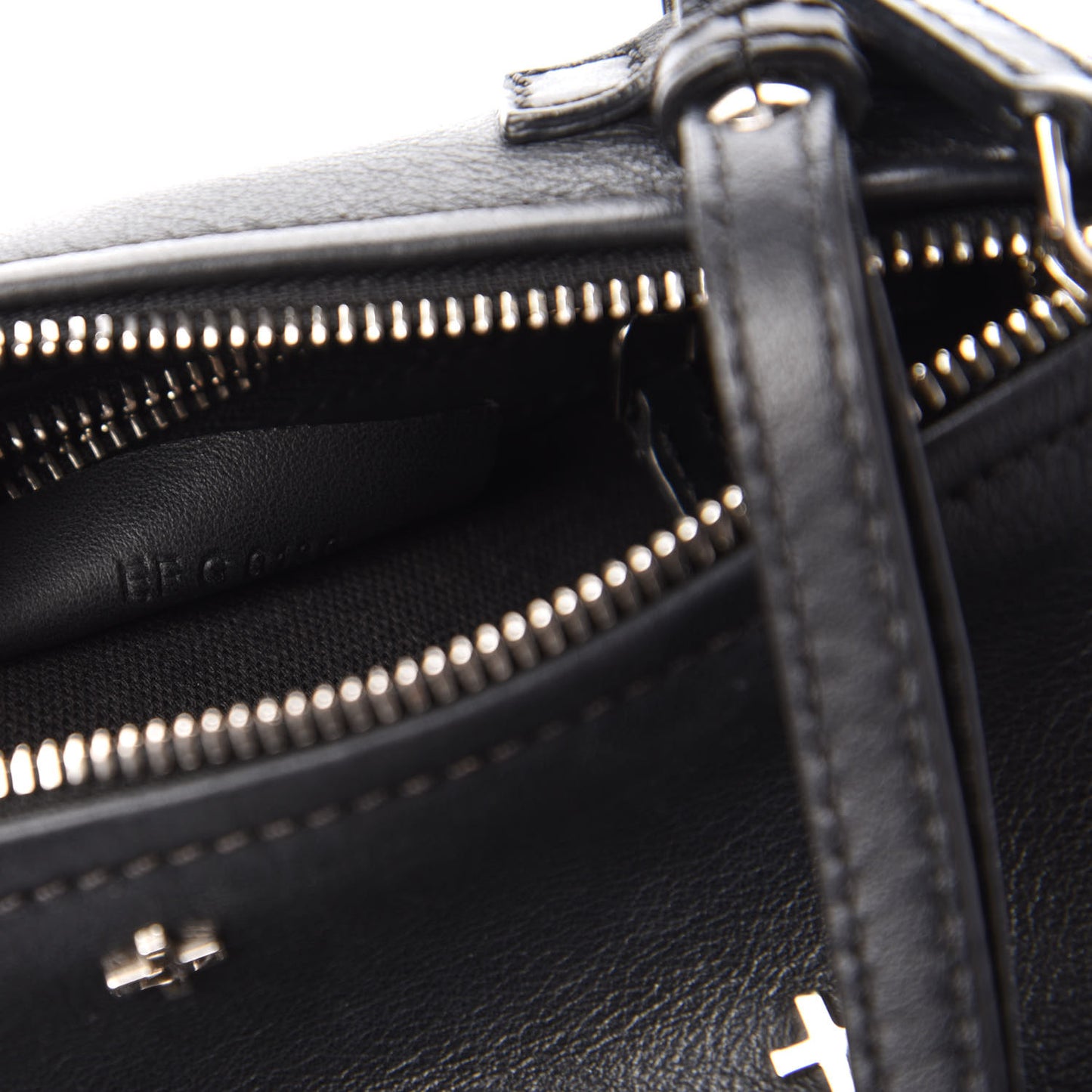Calfskin Cross Embellished Mini Pandora Black
