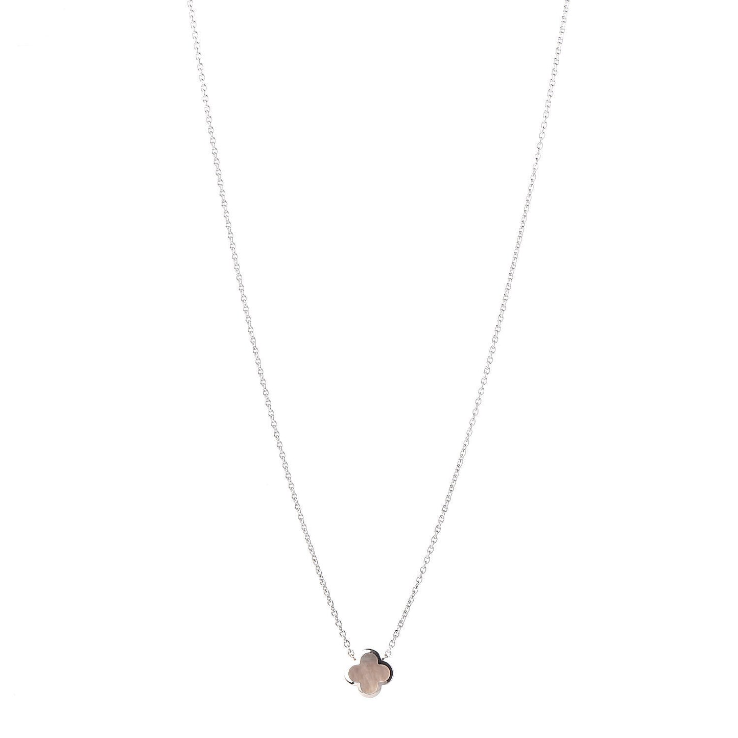 18K White Gold Gray Mother of Pearl Pure Alhambra Pendant Necklace